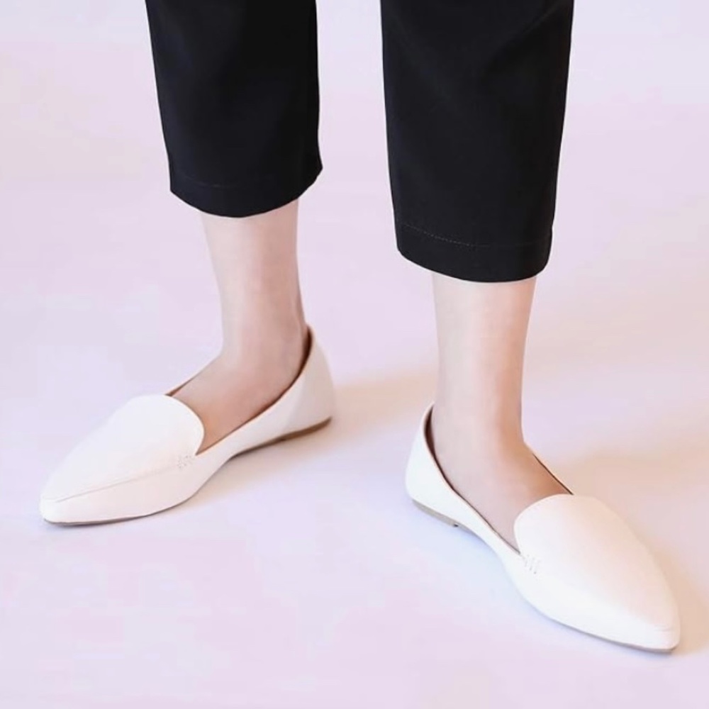 New Women’s Pointed Toe Loafers Slip-on Flat Shoe Comfortable Bright White Sz 7